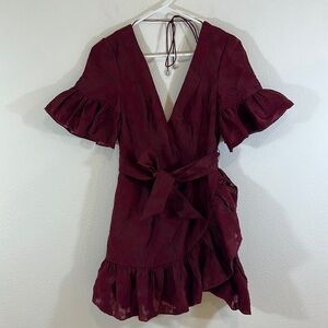 C/MEO Collective Textured Ruffle Wrap Dress